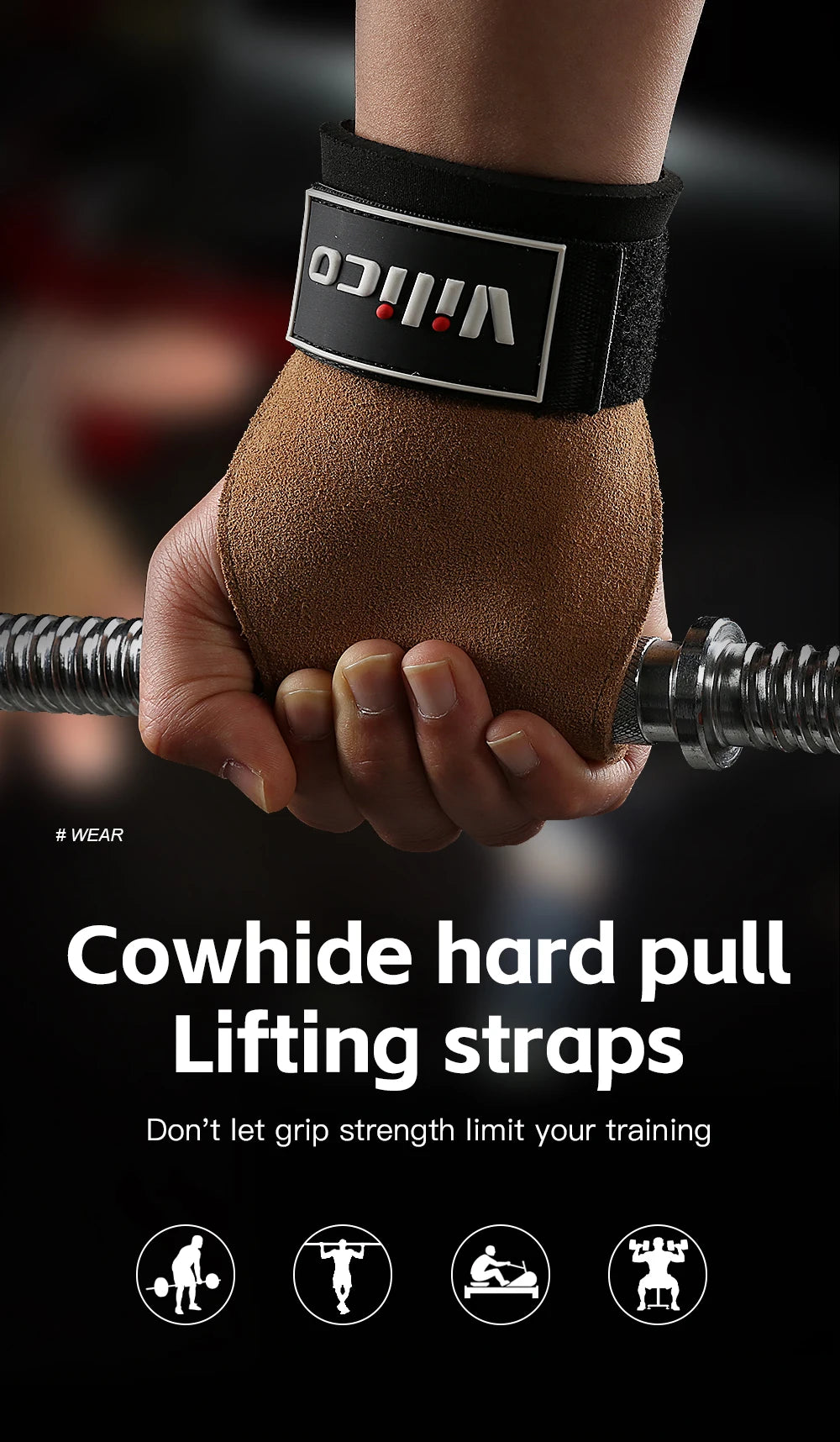 2Pcs Gym Gloves Fitness Hand Palm Protection Equipment Anti Slip Wear-resistant Wrist Protection Hard Pull Grip Strength Gloves - LKBA