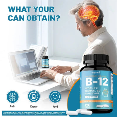 Vitamin B12 - Supports Energy Metabolism, Nervous System, Cell Health, Heart, Immunity and Red Blood Cell Formation - LKBA