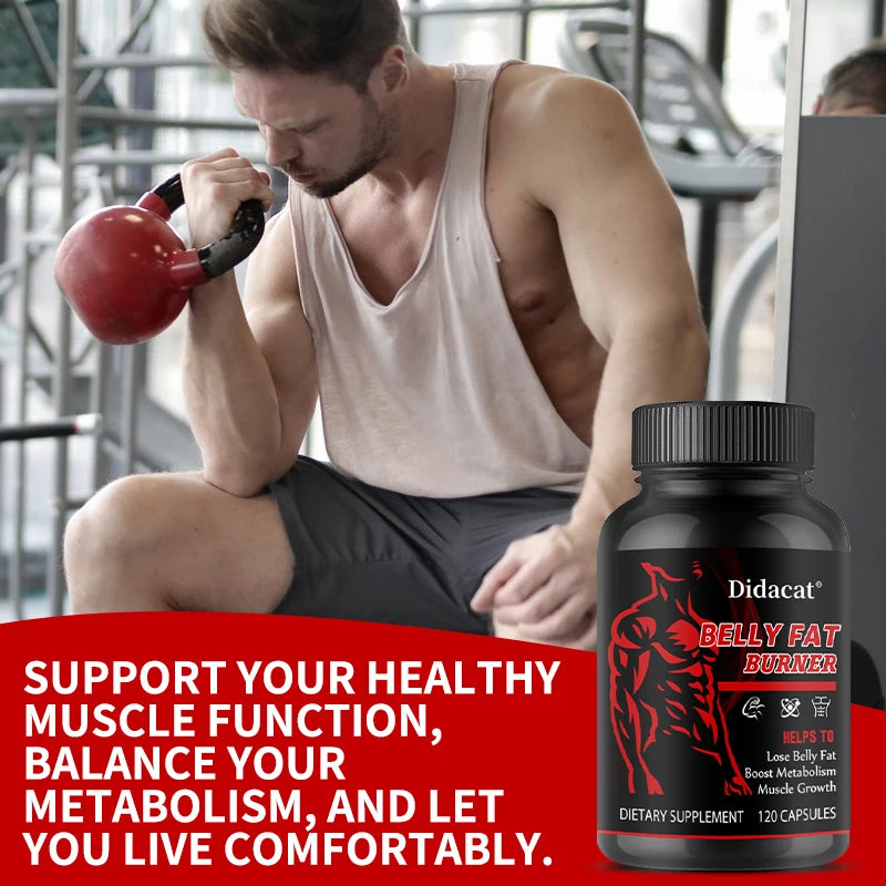 Belly Fat Burner for Men - Burn Belly Fat, Tighten Abs, Boost Muscle Growth, Caffeine Free - LKBA