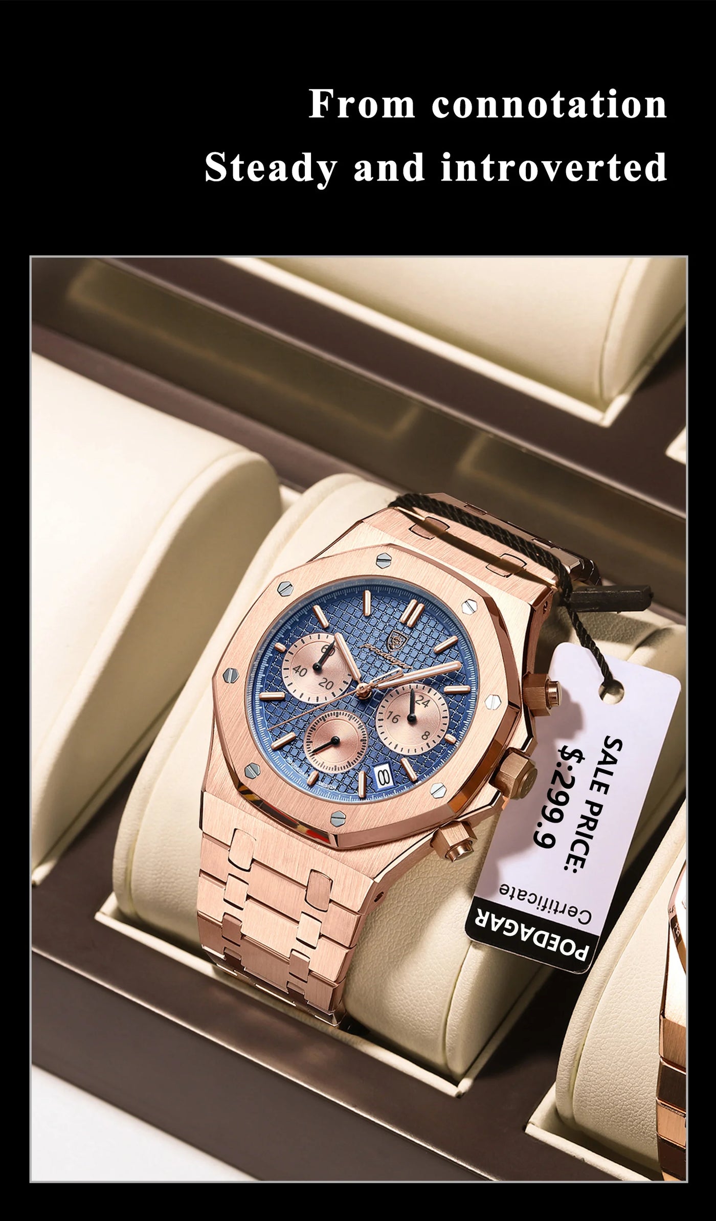 POEDAGAR Original Luxury Men's Watches Date Chronograph Stainless Steel Quartz Watch Waterproof Luminous Fashion Man Wristwatch - LKBA