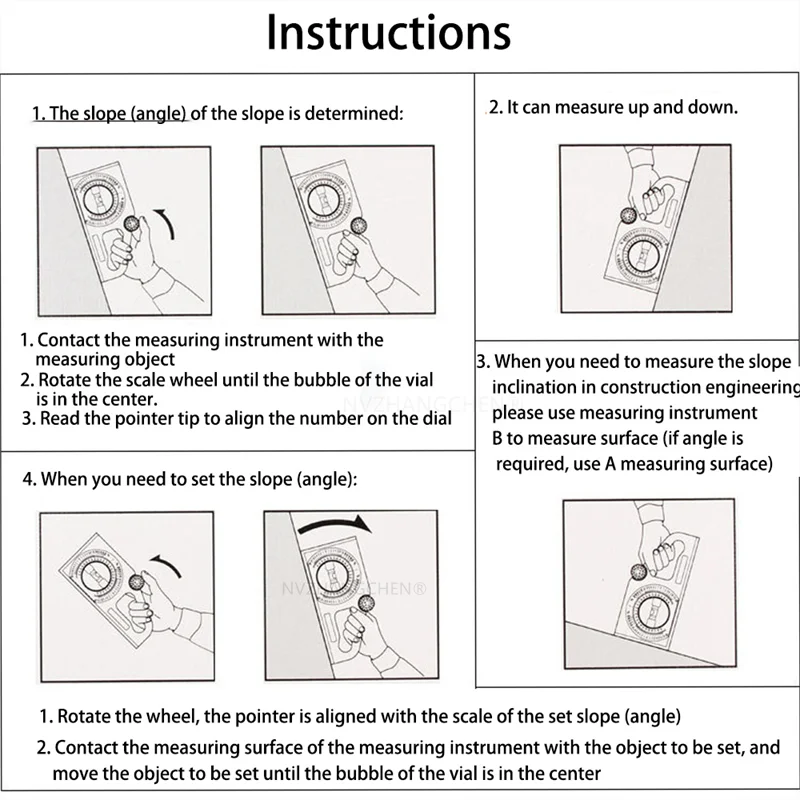 High Precision Angle Slope Measuring Instrument Magnetic Level Bubble Inclinometer Protractor Angle Finder Slope Scale Level - LKBA