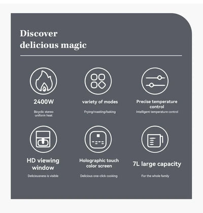 7L Electric Air Fryer Smart Multi-function Hot Convection Oven Deep Fryer Without Oil LED Touch Control - LKBA