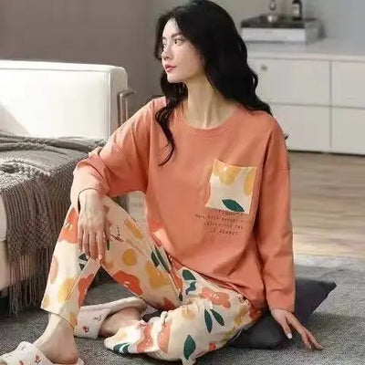 Spring and Autumn New Ladies Pajamas Homewear Set of Long-Sleeved Autumn and Winter Homewear Women Plus Size Pajamas Set - LKBA