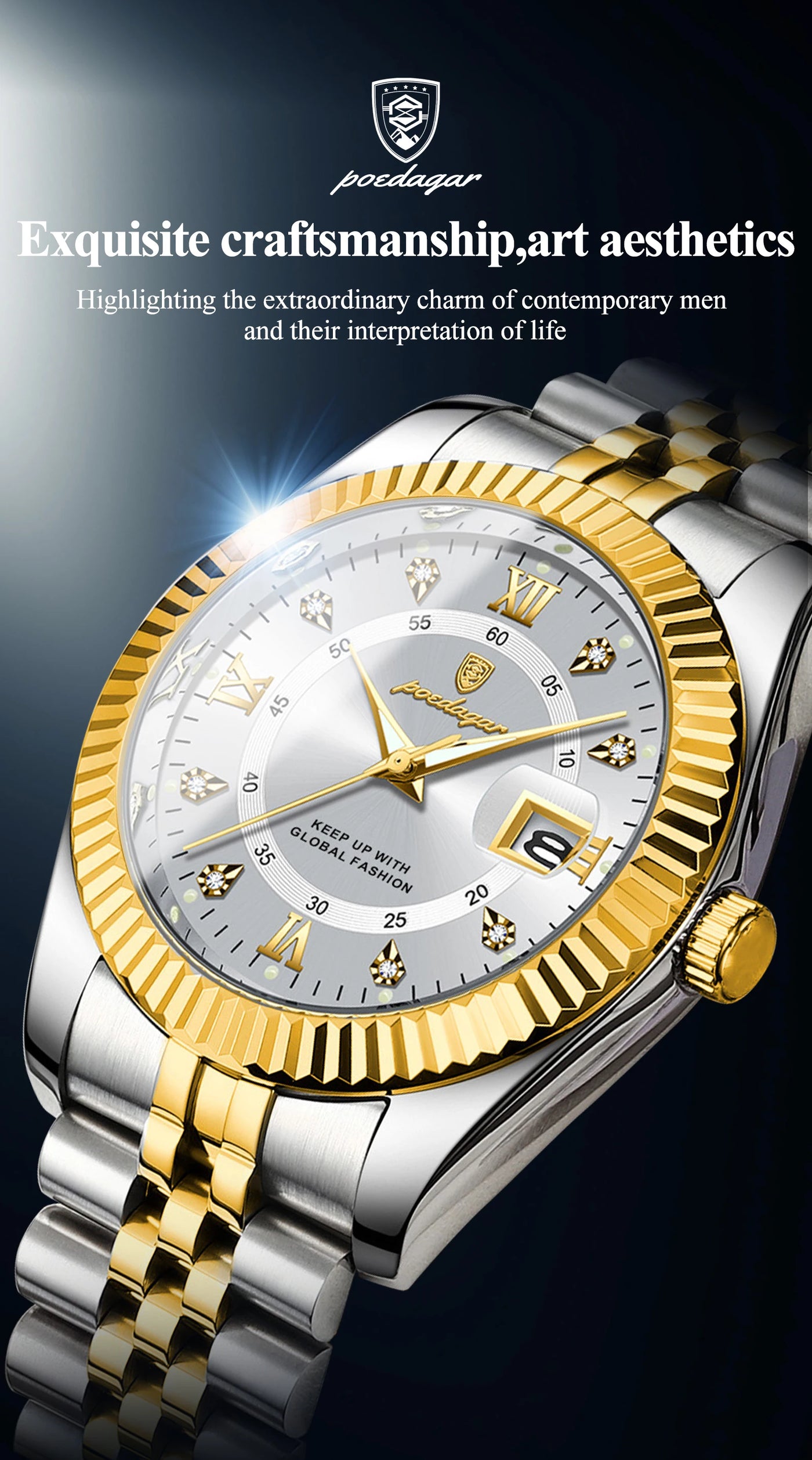 POEDAGAR Luxury Fashion Wristwatch For Men Stainless Steel Date Quartz Man Watch Waterproof Luminous Casual Men's Watches Reloj - LKBA