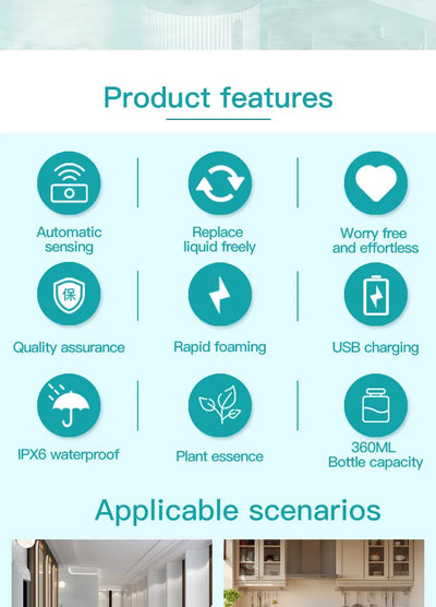 420ML Large Capacity Automatic Smart Senor Soap Dispenser Wall-Mounted Electric Foam/Liquid Model Hand Dish Washing Pump Machine - LKBA