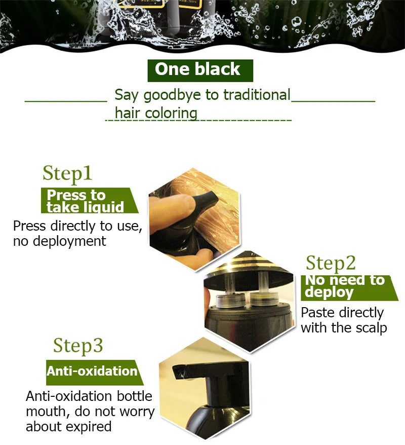 500ML Natural Soft Shiny Brown Golden Cover White Hair Dye Shampoo Wine Red Purple Hair Color Shampoo Black Grey Hair  Men Women - LKBA