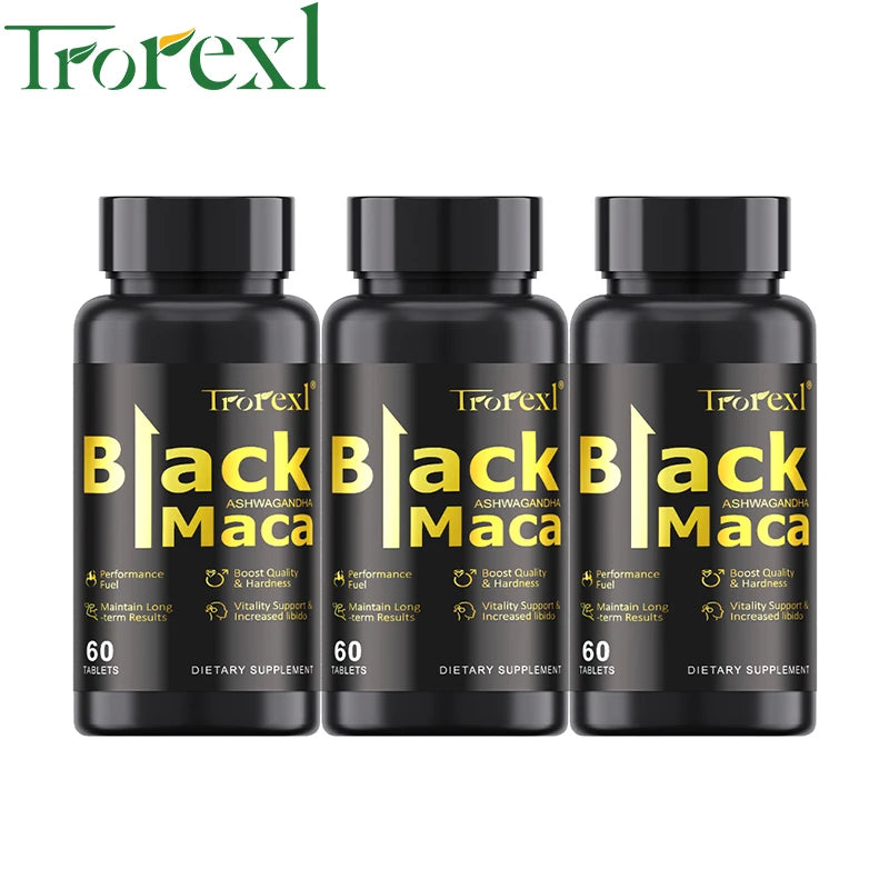 Organic Black Maca Pills 60 Tablets Men Enhancing Supplement Improve Size Endurance Promotes Healthy Energy - LKBA