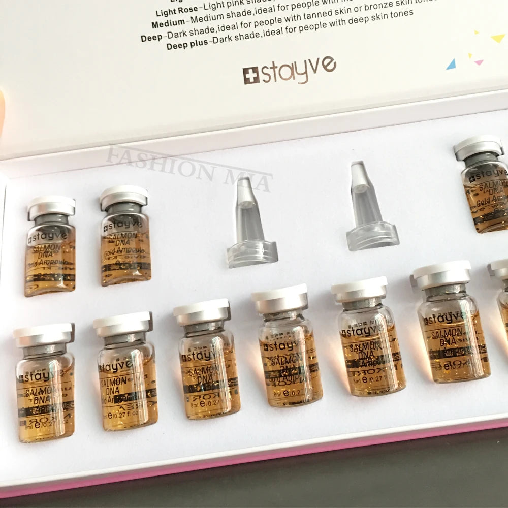 Stayve 8ml Salmon DNA Gold Ampoule Serum Kit Natural Brightening Whitening Moisturizing Rejuvenation Face Care Skin - LKBA