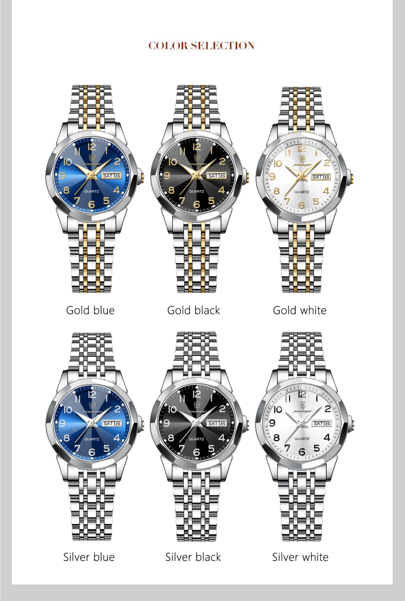 POEDAGAR Luxury Ladies Wristwatch Waterproof Luminous Date Week Women Quartz Watch Stainless Steel Women‘s Watches Female Reloj - LKBA