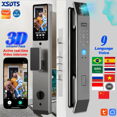 XSDTS Wifi Tuya APP Face Recognition Smart Door Lock with Camera Video Call Voice Intercom Digital Door Lock Automatic Door Lock - LKBA
