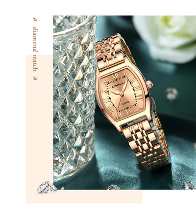 CRRJU Waterproof Women's Square Quartz Dress Watch Ladies Steel Bracelet Wristwatch Relogio Feminin - LKBA