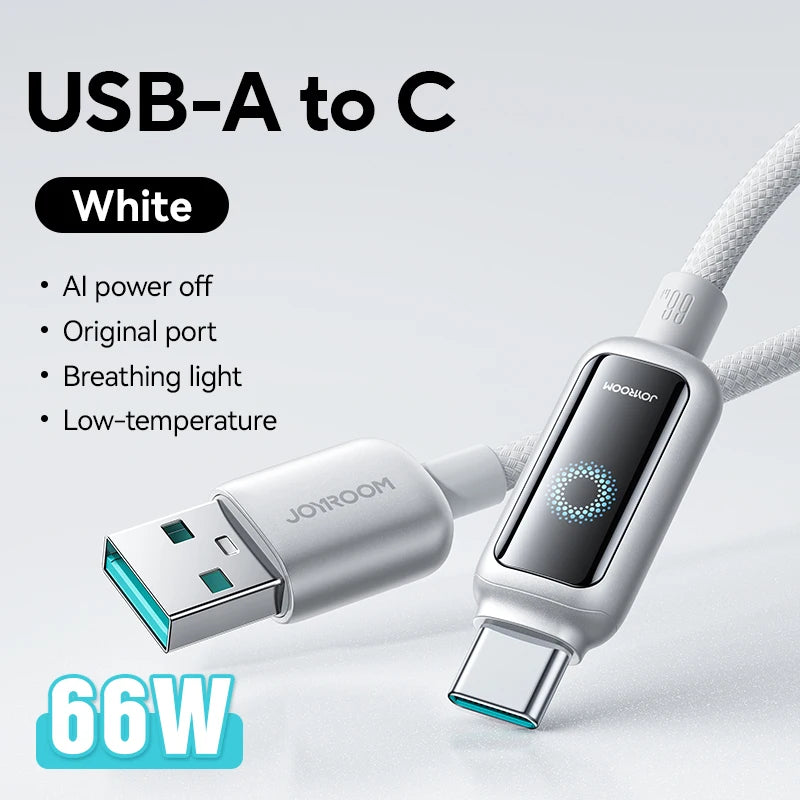 Joyroom 100W USB C Cable Automatic Power Off Fast Charge Type C Cable For iPhone 16 15 Pro Max  Xiaomi Sumsang Huawei - LKBA