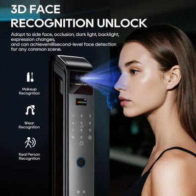 SANKESONG Tuya 3D Face Recognition Smart Lock with Security Camera Digital Electronic Intelligent Fingerprint Lock Dual Battery - LKBA