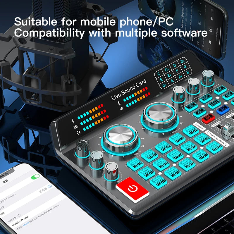 Live Sound Card for Mobile & Computer Universal Recording Mic Head Dedicated for Singing and Live Streaming - LKBA