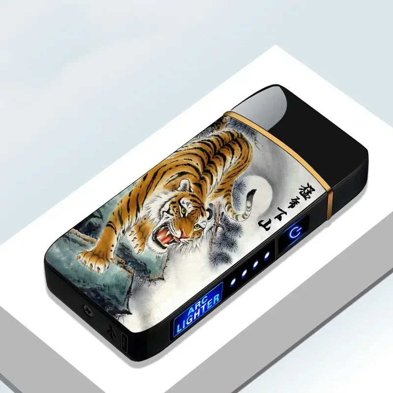 2025 Electric Windproof Metal Lighter Double Arc Flameless Plasma - LKBA