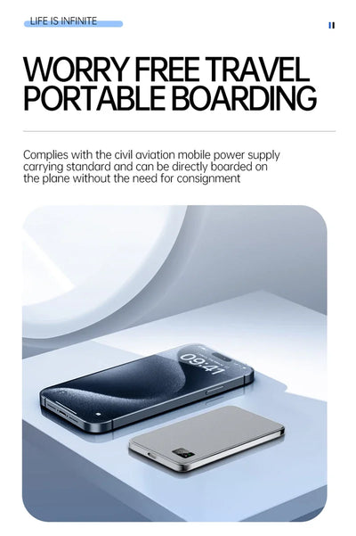 3C Certification 500000mAh Power Bank MagSafe Magnetic Wireless Fast Charge Portable Ultra-thin Battery - LKBA