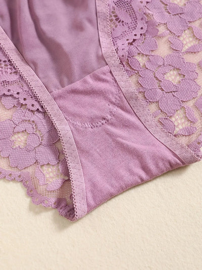 1 Set Elegant Lace Embroidery Breathable Fabric Lingerie Set Push-Up Bra Drop Waist Sheer Panty - Ultimate Valentine's Day