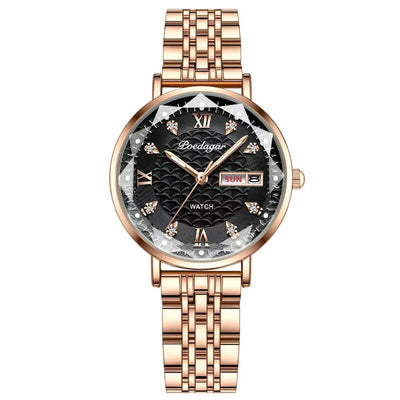 POEDAGAR Watch Women New Fashion Luxury Stainless Steel Wristwatch Bracelet Simple Rose Gold Waterproof Luminous Ladies Watches - LKBA