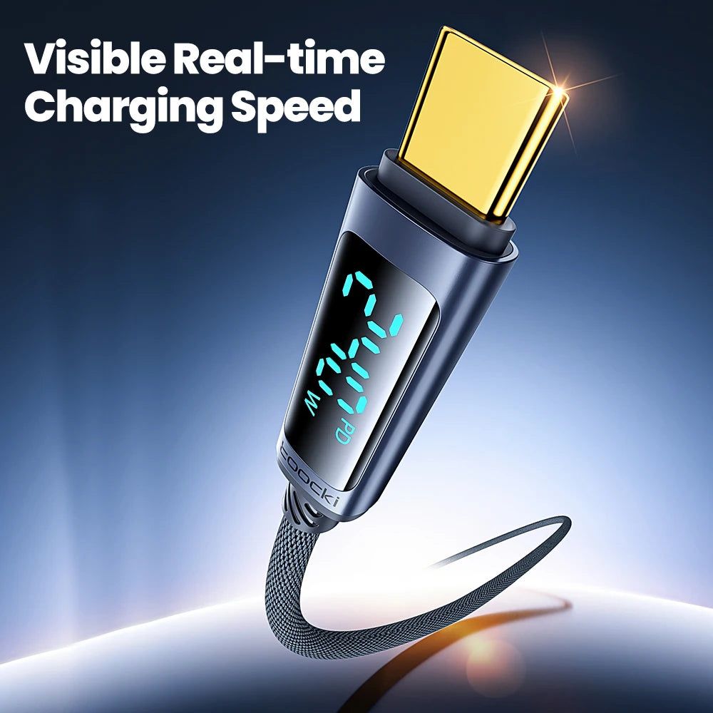 Toocki 240W Type C to Type C Cable PD3.1 Digital Display 100W Fast Charging USB C Cable for Macbook iPhone 16 15 Samsung Xiaomi - LKBA
