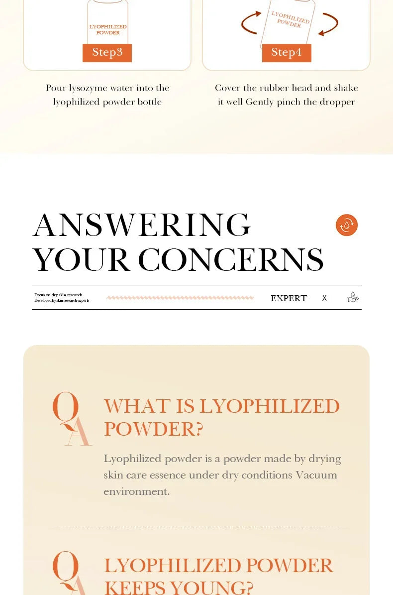 Facial  Serum Yeast Freeze-Dried Power Skin Care Set Shrink Pores Moisturizing Brighten Anti Aging Peptides Essence - LKBA