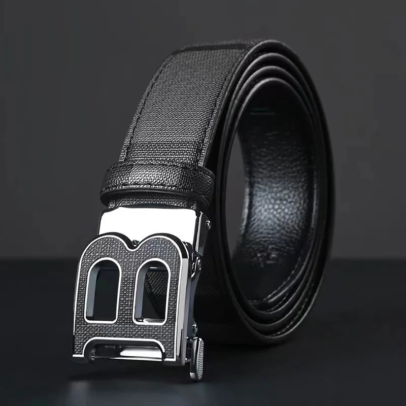 Genuine leather casual fashion men's belt cowhide alloy automatic buckle luxury brand men's belt - LKBA