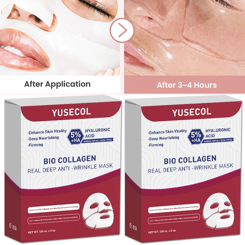 Korean Bio Collagen Anti-aging Face Mask Hyaluronic Acid Deep Hydrating Moisturizing Whitening Lightening Facial Skin Care - LKBA