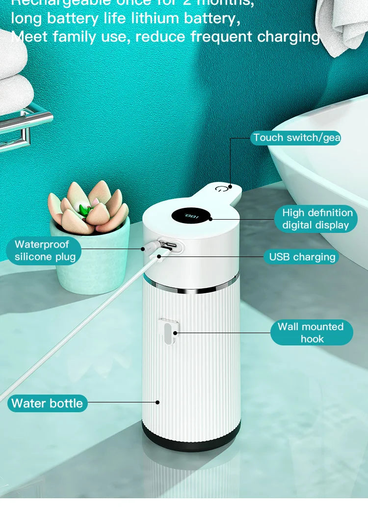 420ML Large Capacity Automatic Smart Senor Soap Dispenser Wall-Mounted Electric Foam/Liquid Model Hand Dish Washing Pump Machine - LKBA