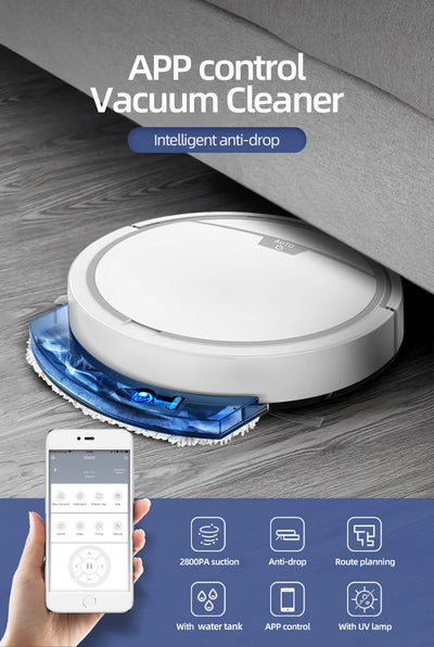 Automatic App Control Vacuum Cleaner Household Floor Sweeper Water Tank Wet Dry Electric Mop Robot Vacuum Cleaning Machine - LKBA