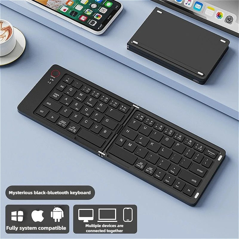 Mini Foldable Wireless Keyboard Slim Portable Bluetooth Keyboard Rechargeable Folding Keyboard - LKBA
