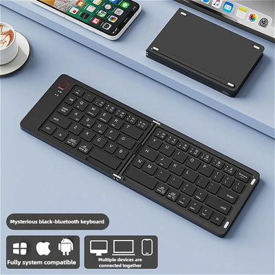 Mini Foldable Wireless Keyboard Slim Portable Bluetooth Keyboard Rechargeable Folding Keyboard - LKBA
