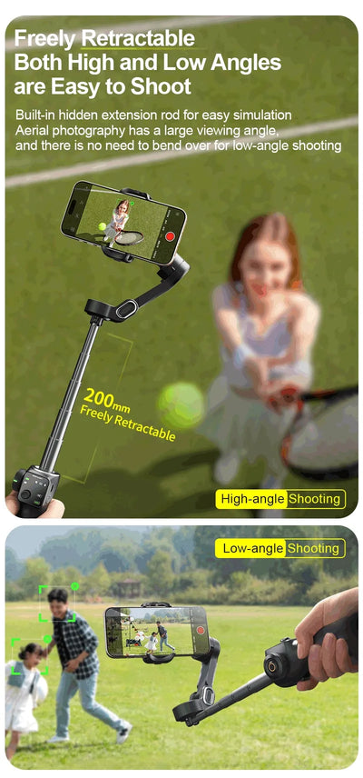 Handheld Anti-shake Gimbal Stabilizer Travel Extended Selfie Stick Face Tracking Phone Stand - LKBA