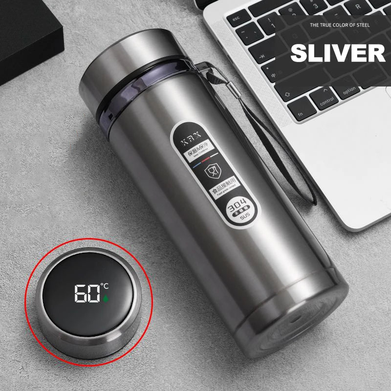 500ML-1Liter Stainless Steel Thermos Bottle with LED Temperature Display Sus304 Tea Water Bottle Vacuum Flask Portable Cups - LKBA