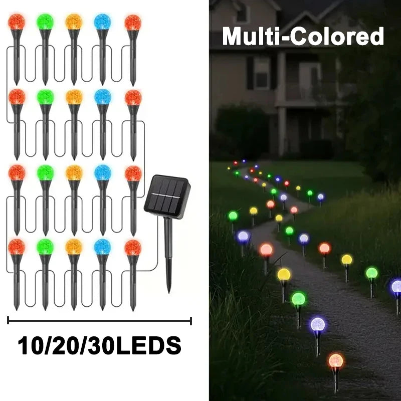 30 LED Solar Bubble Ball Lawn Lights Waterproof Solar Pathway String Light for Outdoor Garden Patios Trail Lighting Decoration - LKBA
