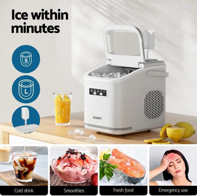 Maker Machine, Portable Ice Machine, 6-Min Quick Ice, Self Cleaning, 1.3L Water Tank, Ideal for Home, Office & Camping - LKBA