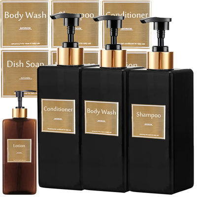 Shower Soap Dispenser Set Refillable Shampoo and Conditioner Bottle for Bathroom Kitchen Dish Soap - LKBA