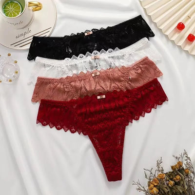 Women's Sexy String Panties Lace Thongs Lingerie Intimates Woman T-back Soft T-panties Designed Tangas Mujer - LKBA