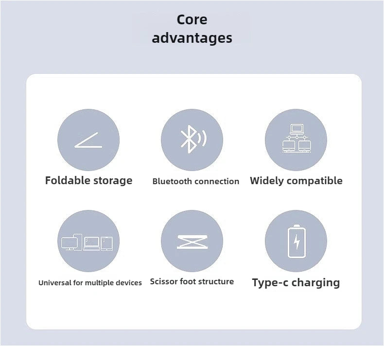 Mini Foldable Wireless Keyboard Slim Portable Bluetooth Keyboard Rechargeable Folding Keyboard - LKBA