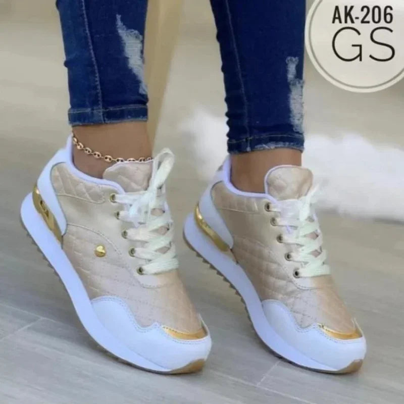 2025 Women's Mesh Sneakers Patchwork Lace Up Flat Shoes for Women Lightweight Female Shoes Classic Versatile Zapatillas De Mujer - LKBA