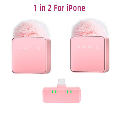 1 In 4 Pink Noise Canceling Lavalier Microphone With Windproof Cap Wireless Mute Function For Cell Phone Portable Audio Video - LKBA
