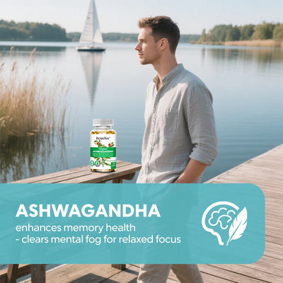 Ashwagandha Capsules-Improve Mood,Confrontation Stress,Improve Sleep Quality,Supports Energy,Enhancing Immunity,120 Capsules - LKBA