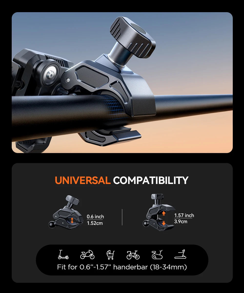 Joyroom Motorcycle Phone Mount Holder Dual Vibration Dampener Universal Bike Bicycle Phone Mount for 4.7''-7'' Phones - LKBA