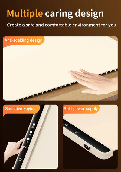 Electric Warming Tray Foldable Food Warmer Fast Heating Portable Dining Table Warmer Food Warmer Mat with Full Surface Heating - LKBA