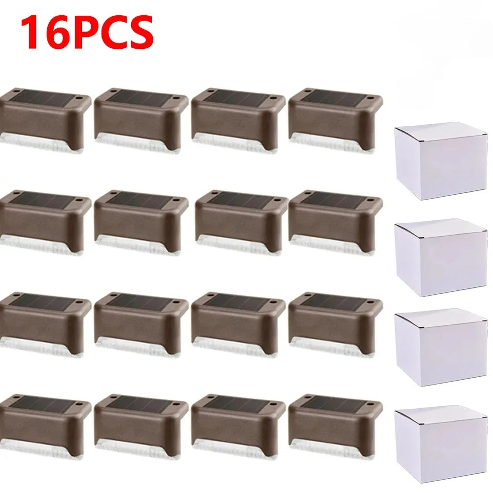 4-32pack Warm White Solar LED Step Lights Waterproof Outdoor Garden Path Stair Balcony Night Light Patio Fence Light Decoration - LKBA
