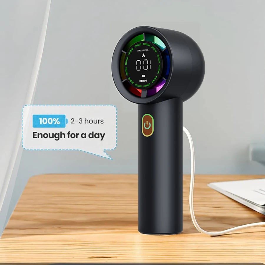 Handheld Fan 6 Speed 3000mAh Battery Personal Digital Display USB Rechargeable for Travel Outdoor School Gift Idea - LKBA