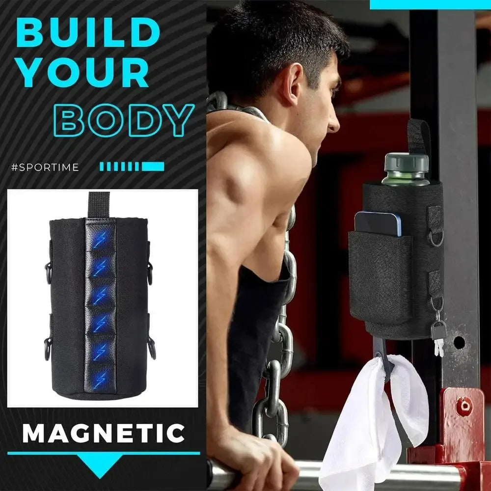 Magnetic Gym Water Bottle Bag Non Slip Magnetic Gym Sling Bag Portable Magnetic Water Bottle Carrier Holder for Gym Accessories - LKBA