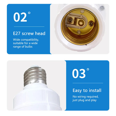 Smart E27 PIR Motion Sensor Light Switch 110V 220V Detector Base Lamp Holder Lux Time Delay Adjust Control Bulb Socket - LKBA