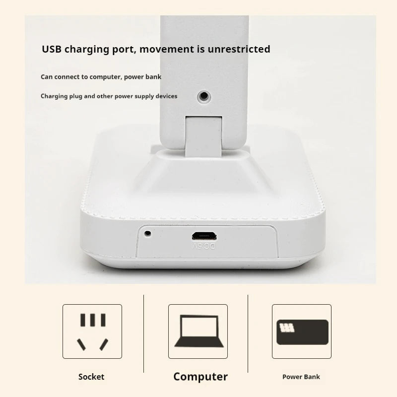 LED double-head desk lamp, 3-level dimmable touch night light, USB rechargeable, eye-protection, foldable bedside reading desk - LKBA