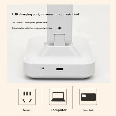 LED double-head desk lamp, 3-level dimmable touch night light, USB rechargeable, eye-protection, foldable bedside reading desk - LKBA