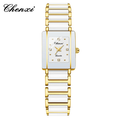 CHENXI 104A Couple's Quartz Watch Gold Black and White Ceramic Luxury Watch Men's and Women's Valentine's Day Gift Watch reloj - LKBA