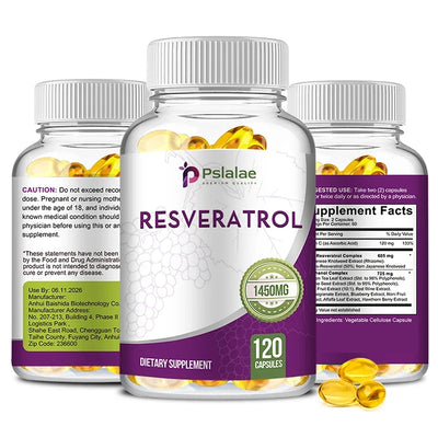 Trans Resveratrol - With Vitamin C, Green Tea, Grape Seeds - Anti-Aging, Antioxidants, Promote Skin Smoothness - 120 Capsules - LKBA